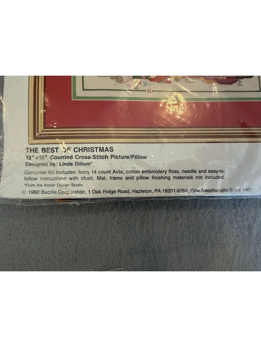 Vintage Bucilla 1992 The Best Of Christmas Counted Cross Stitch Picture 12x12